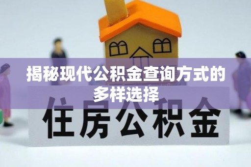 凯里揭秘现代公积金查询方式的多样选择